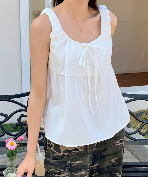 リボンノースリーブブラウス | EV2252010 | ホワイト