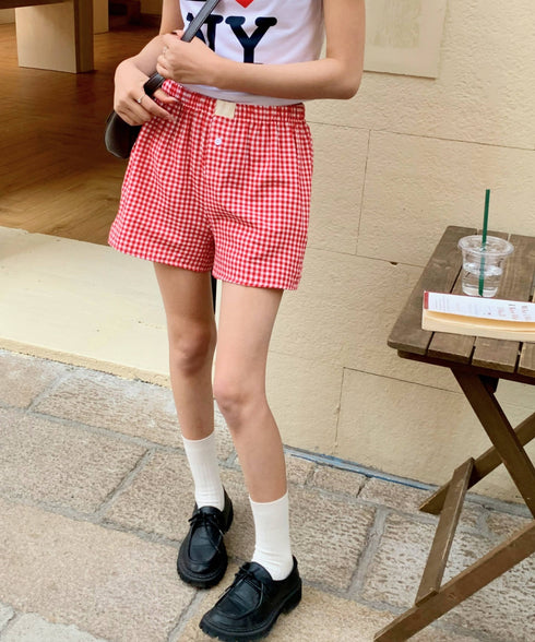 ギンガムチェックショートパンツ | EV2252015 | レッド
