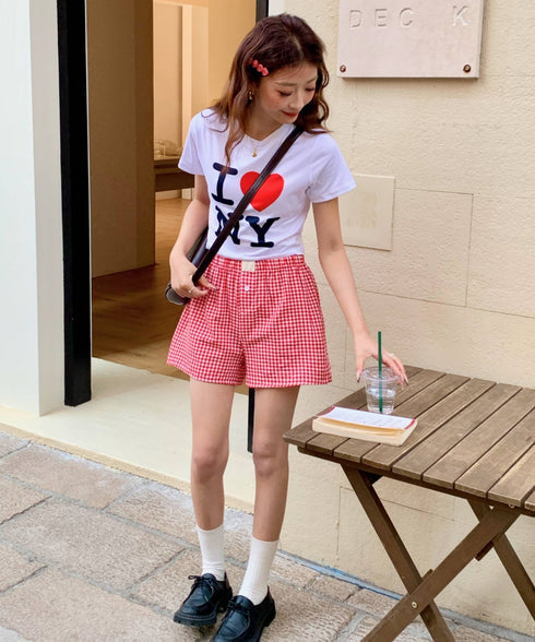 ギンガムチェックショートパンツ | EV2252015 | レッド