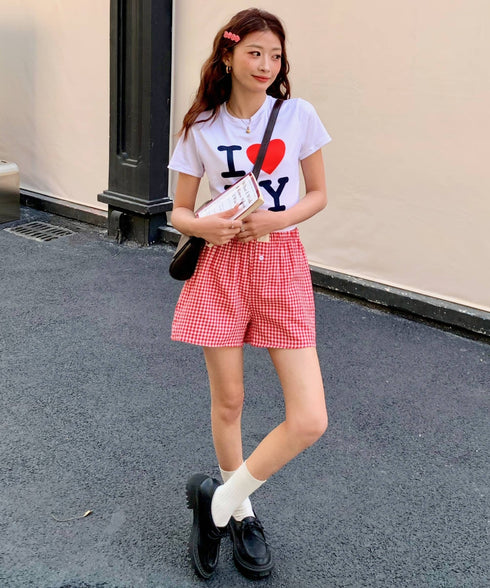 ギンガムチェックショートパンツ | EV2252015 | レッド