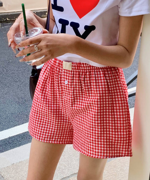 ギンガムチェックショートパンツ | EV2252015 | レッド