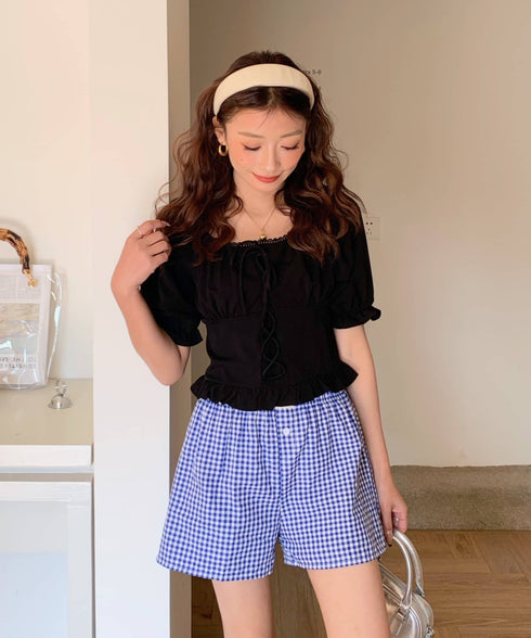 ギンガムチェックショートパンツ | EV2252015 | ブルー