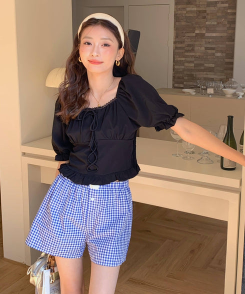 ギンガムチェックショートパンツ | EV2252015 | ブルー