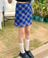 シアーチェック柄ミニスカート | EV2255026 | ブルー