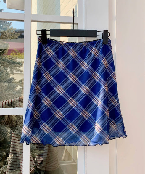 シアーチェック柄ミニスカート | EV2255026 | ブルー