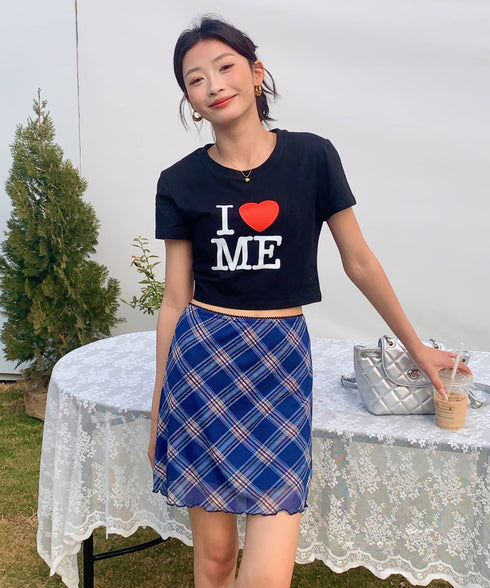 シアーチェック柄ミニスカート | EV2255026 | ブルー
