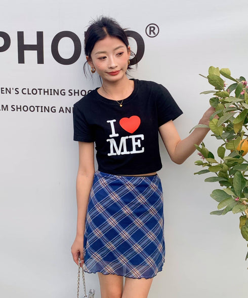 シアーチェック柄ミニスカート | EV2255026 | ブルー