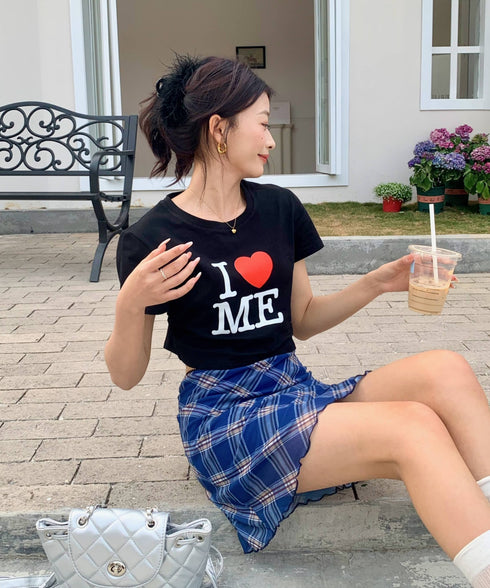 シアーチェック柄ミニスカート | EV2255026 | ブルー