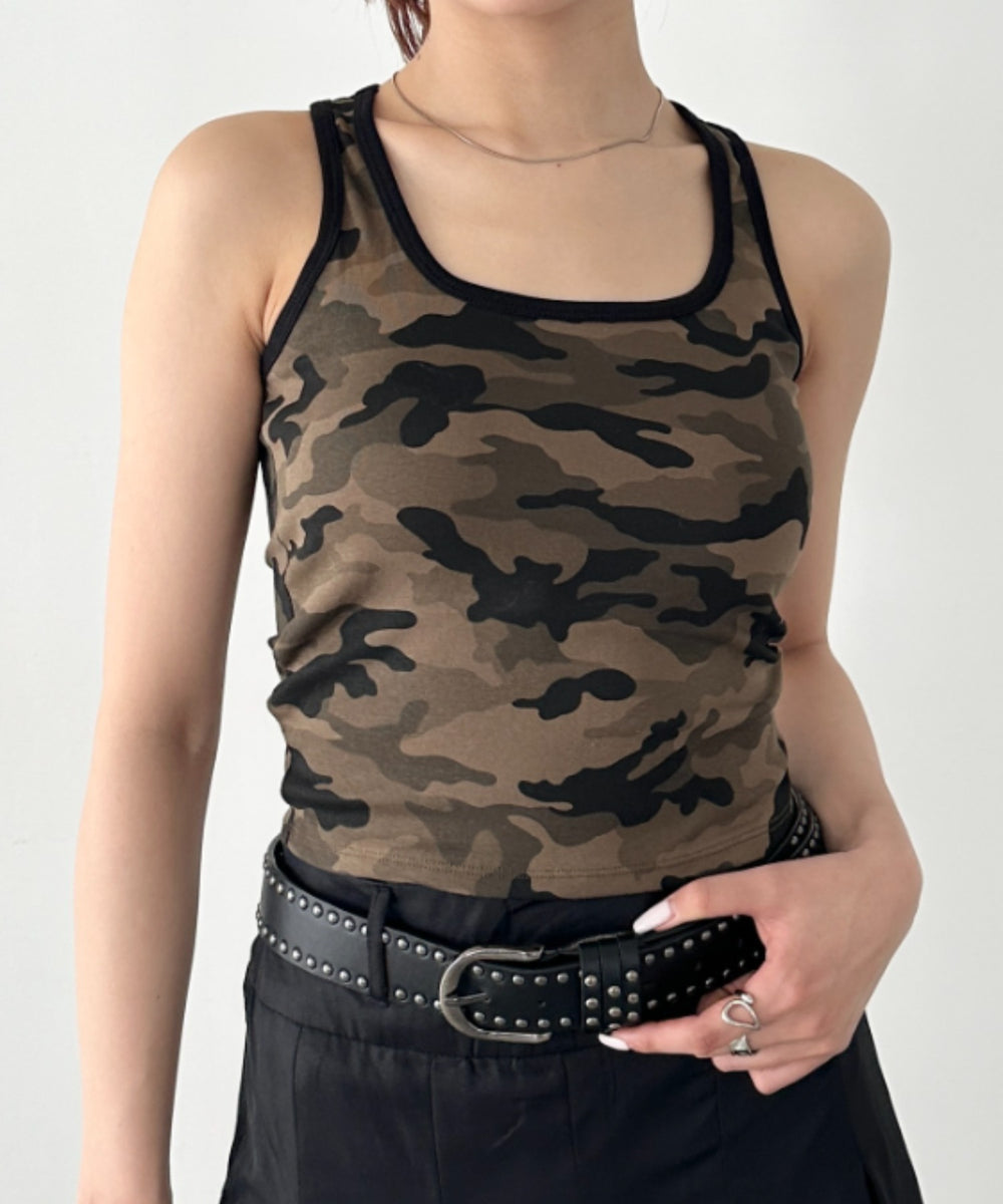 カップ付き迷彩柄タンクトップ | BA2255002 | カーキ – Outfitter lab