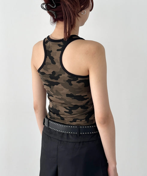 カップ付き迷彩柄タンクトップ | BA2255002 | カーキ