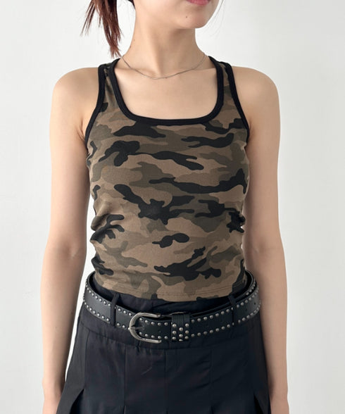 カップ付き迷彩柄タンクトップ | BA2255002 | カーキ