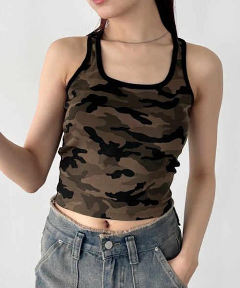 カップ付き迷彩柄タンクトップ | BA2255002 | カーキ
