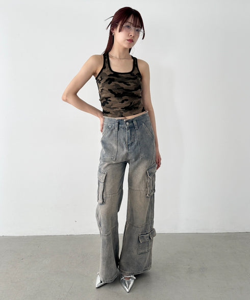 カップ付き迷彩柄タンクトップ | BA2255002 | カーキ