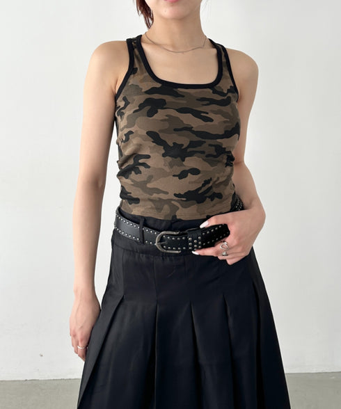 カップ付き迷彩柄タンクトップ | BA2255002 | カーキ