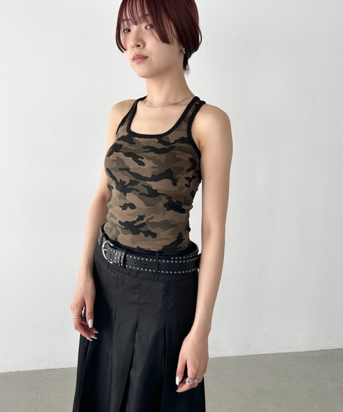 カップ付き迷彩柄タンクトップ | BA2255002 | カーキ