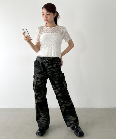迷彩柄ミリタリーカーゴパンツ | BA2255008 | カーキ