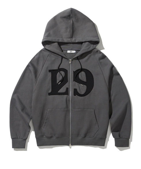ILLIGO(イリゴ)/ロゴパッチ フルジップパーカー フーディー/129 LOGO PATCH HOODED ZIPUP | AT2251063 | チャコールグレー