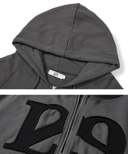 ILLIGO(イリゴ)/ロゴパッチ フルジップパーカー フーディー/129 LOGO PATCH HOODED ZIPUP | AT2251063 | チャコールグレー