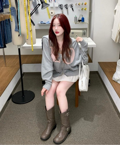 ILLIGO(イリゴ)/ロゴパッチ フルジップパーカー フーディー/129 LOGO PATCH HOODED ZIPUP | AT2251063 | ライトグレー