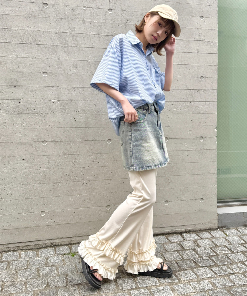 ダブルフリルリブフレアパンツ | NU2255204 | アイボリー – Outfitter lab