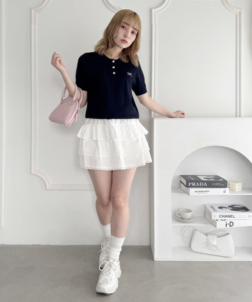 リボン刺繍ポロシャツ | LO2252011 | ネイビー