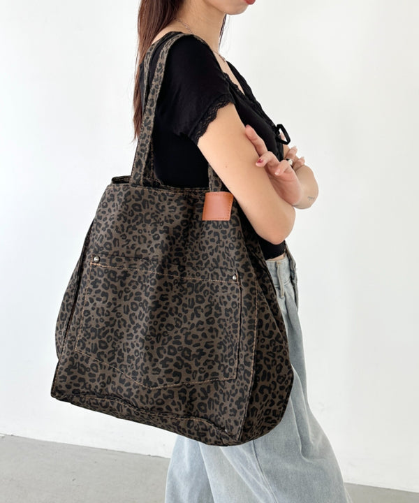 レオパード柄BIGトートバッグ | BA1255019 | ブラウン