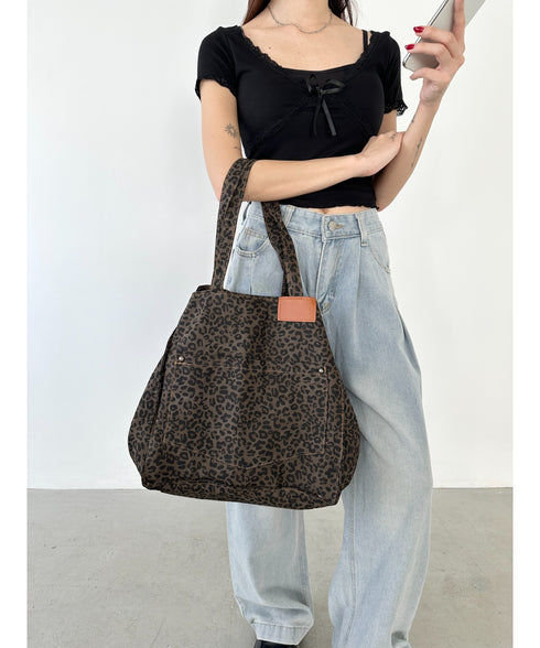 レオパード柄BIGトートバッグ | BA1255019 | ブラウン