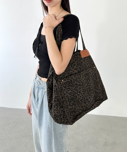 レオパード柄BIGトートバッグ | BA1255019 | ブラウン