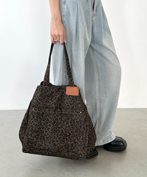 レオパード柄BIGトートバッグ | BA1255019 | ブラウン