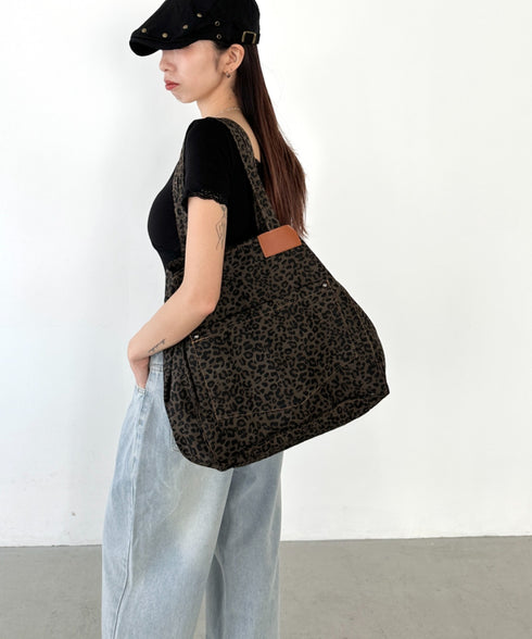 レオパード柄BIGトートバッグ | BA1255019 | ブラウン
