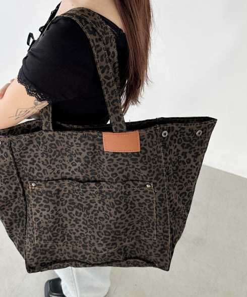 レオパード柄BIGトートバッグ | BA1255019 | ブラウン