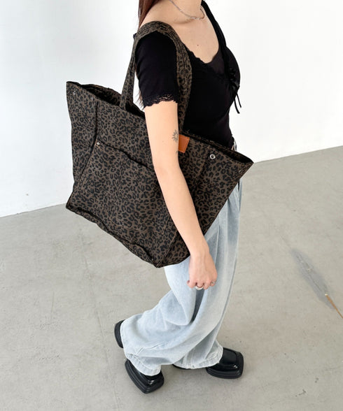 レオパード柄BIGトートバッグ | BA1255019 | ブラウン
