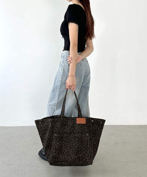 レオパード柄BIGトートバッグ | BA1255019 | ブラウン