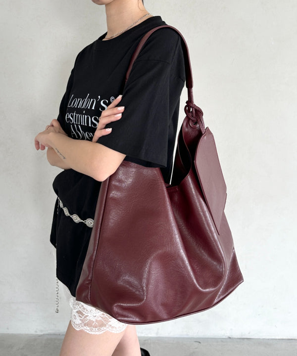 ポーチ付きワンハンドルPUトートバッグ | BA1255020 | レッド