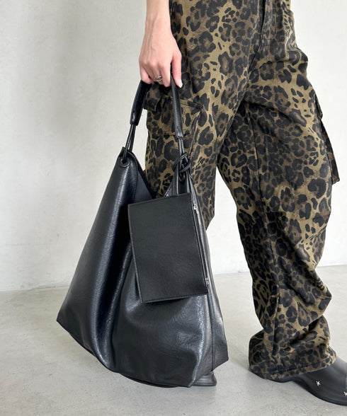 ポーチ付きワンハンドルPUトートバッグ | BA1255020 | ブラック