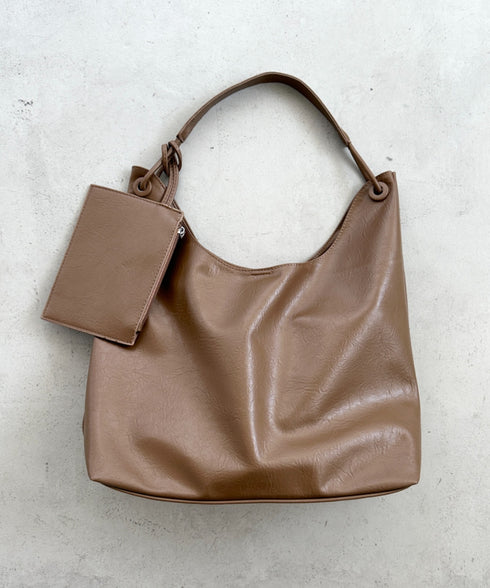 ポーチ付きワンハンドルPUトートバッグ | BA1255020 | ブラウン