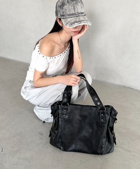 サイドベルトPUボストンバッグ | BA1255023 | ブラック