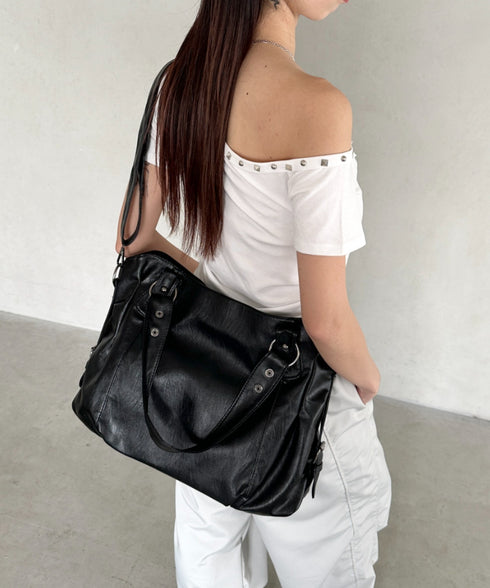 サイドベルトPUボストンバッグ | BA1255023 | ブラック