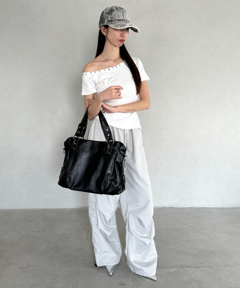 サイドベルトPUボストンバッグ | BA1255023 | ブラック