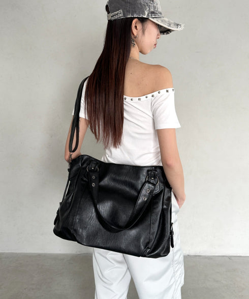 サイドベルトPUボストンバッグ | BA1255023 | ブラック