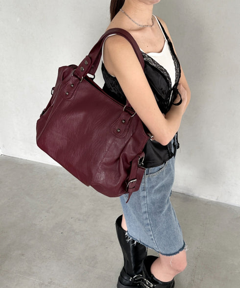 サイドベルトPUボストンバッグ | BA1255023 | レッド