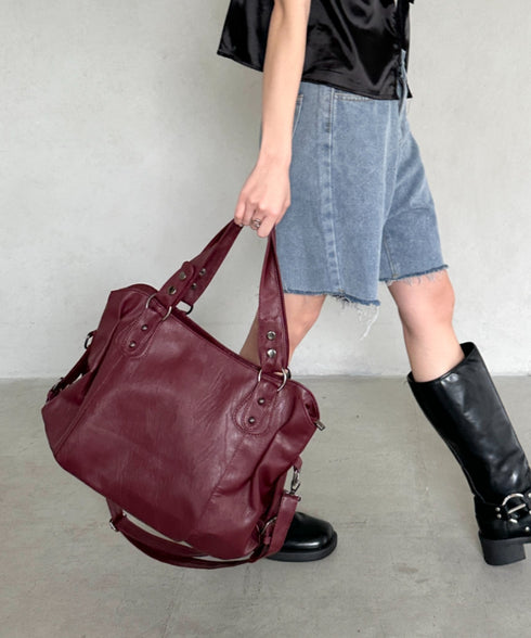 サイドベルトPUボストンバッグ | BA1255023 | レッド