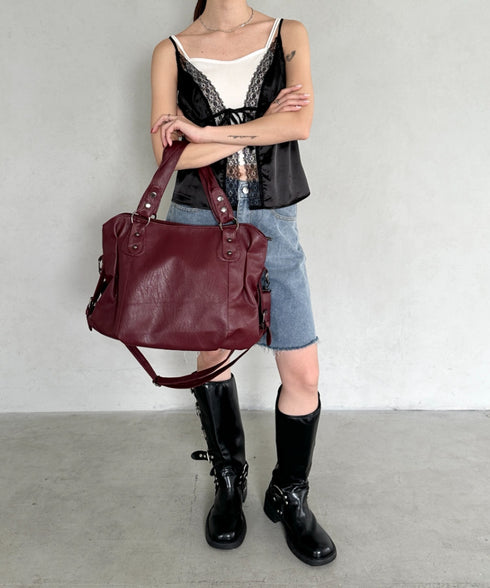 サイドベルトPUボストンバッグ | BA1255023 | レッド