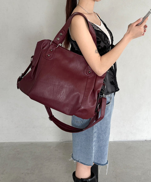 サイドベルトPUボストンバッグ | BA1255023 | レッド