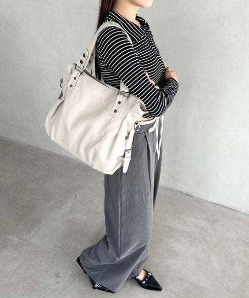 サイドベルトPUボストンバッグ | BA1255023 | アイボリー