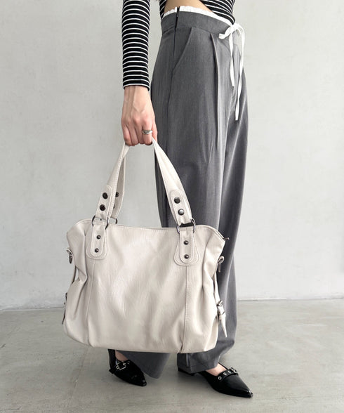 サイドベルトPUボストンバッグ | BA1255023 | アイボリー