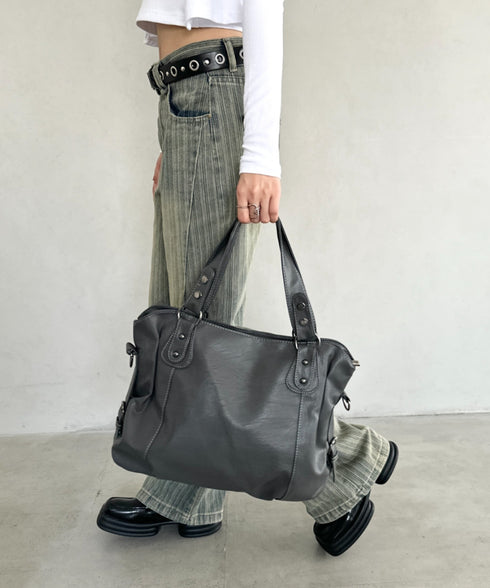 サイドベルトPUボストンバッグ | BA1255023 | グレー