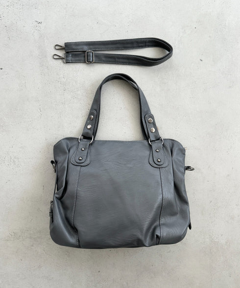 サイドベルトPUボストンバッグ | BA1255023 | グレー