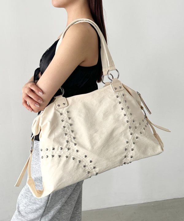 スタッズナイロンボストンバッグ | BA1255024 | アイボリー