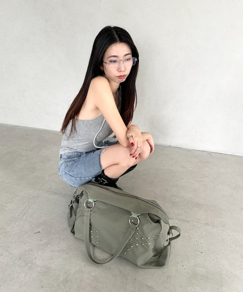 スタッズナイロンボストンバッグ | BA1255024 | カーキ